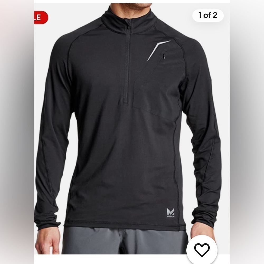 Mission Men's VaporActive Stamina Lightweight 1/4 Zip Pullover Size S